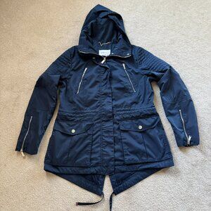 BCBGeneration Utility Full Zip Hooded Womens Jacket Navy Blue Sz L